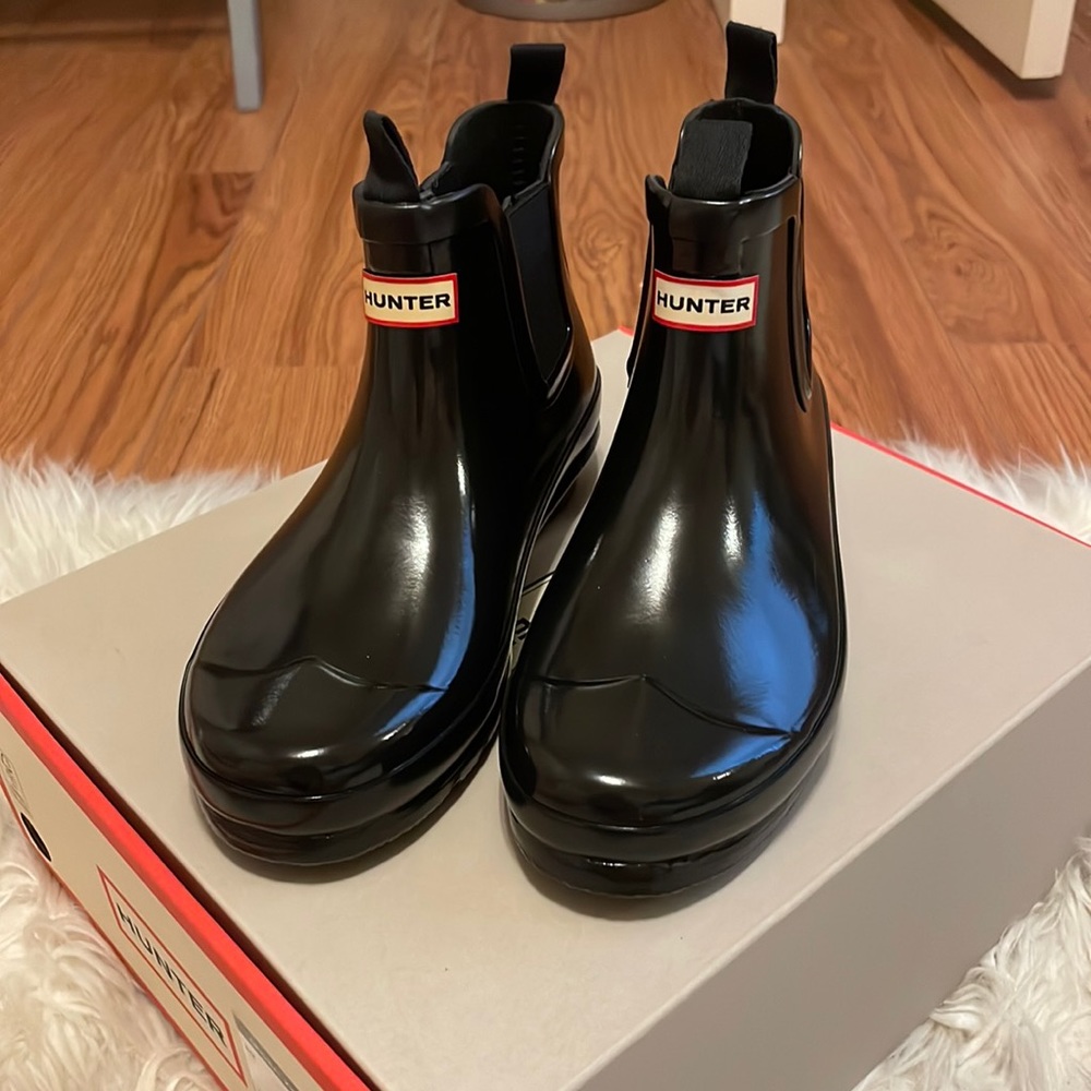 Hunter Original Kids Chelsea Rain Boot (Gloss black)